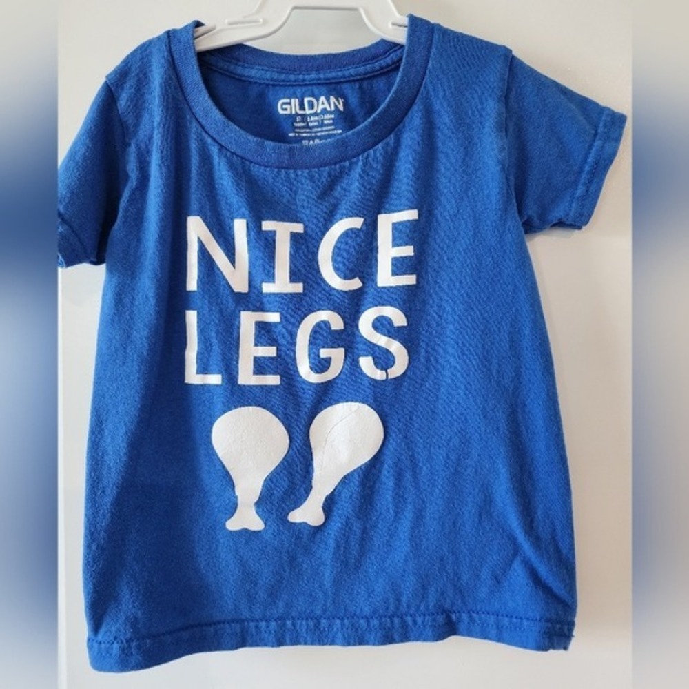 Gildan Toddler 3T Blue Nice Legs Turkey Drumstick Thanksgiving Graphic Tee Shirt - Picture 7 of 9